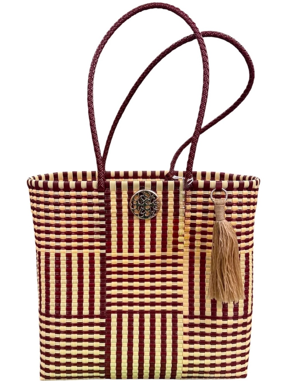 Mexican Brown Hand Woven Tote Bag with tassel